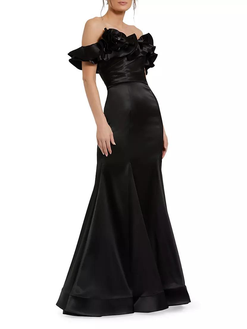 Womens Satin Ruffled Off-The-Shoulder Mermaid Gown Product Image