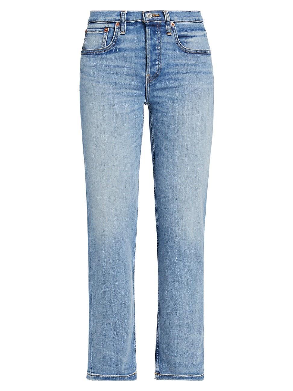 Womens Mid-Rise Stovepipe Stretch Crop Jeans Product Image