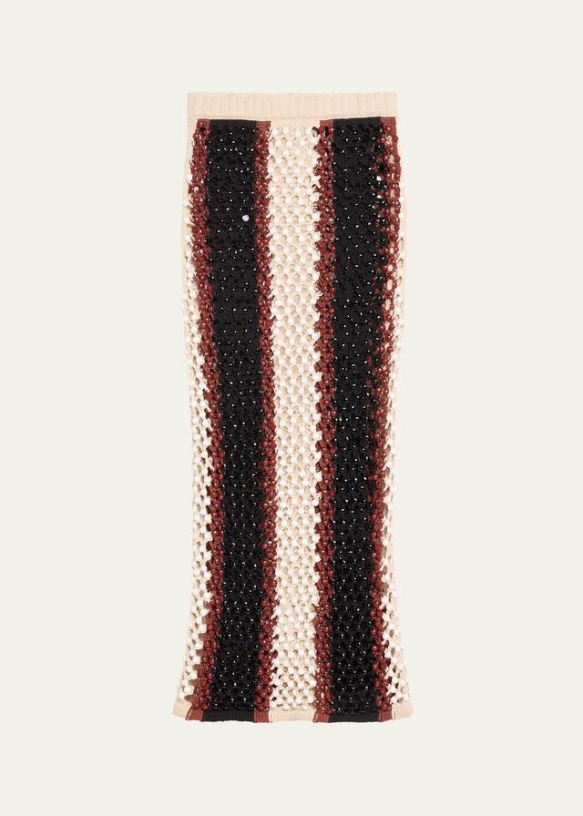 Diotima - Women's Spice Crystal Adorned Cotton-Blend Knit Skirt - Brown - 1 - Moda Operandi Product Image