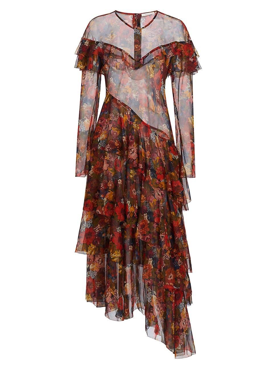 Womens Alouette Printed Silk Asymmetric Maxi-Dress Product Image