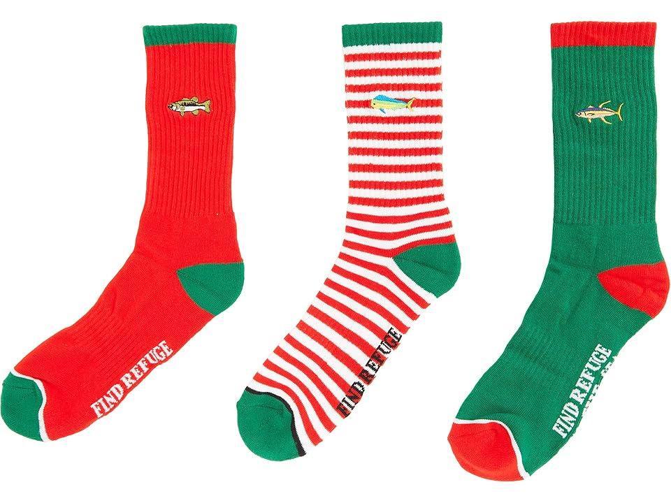 Salty Crew Fishmas 2 Holiday Socks 3-Pack (Assorted) Men's Crew Cut Socks Shoes Product Image