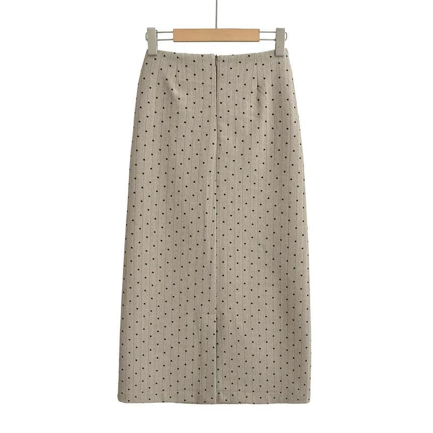 High Waist Dotted Midi A-Line Skirt Product Image