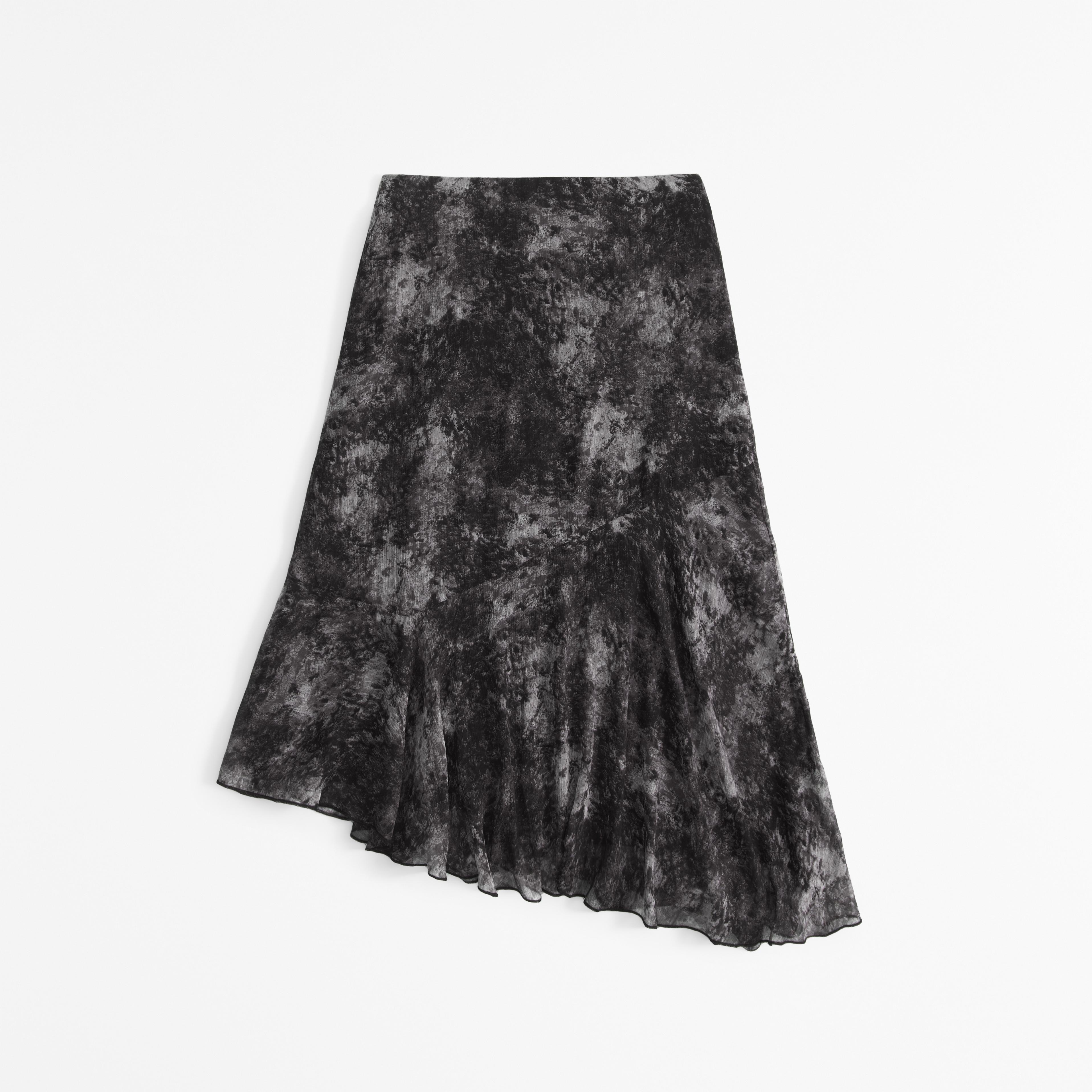 Crinkle Asymmetrical Midi Skirt Product Image