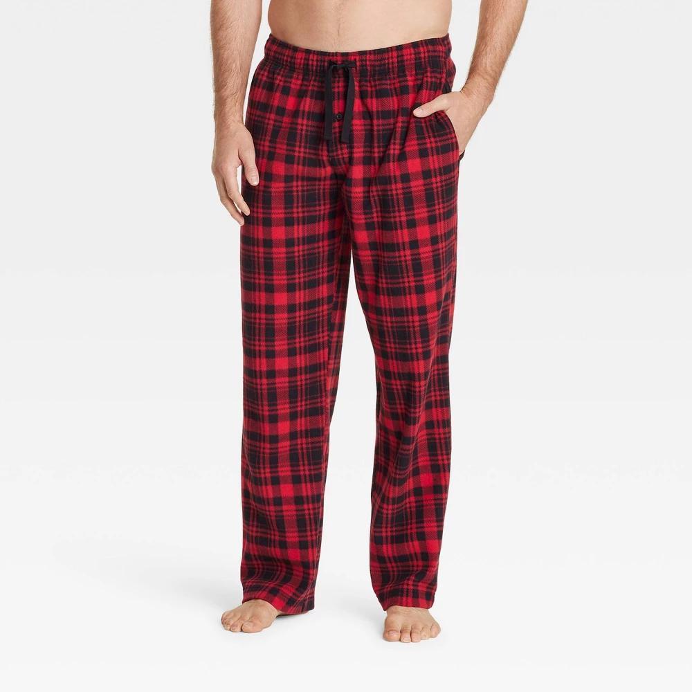 Mens Check Microfleece Pajama Pants - Goodfellow & Co Red M Product Image