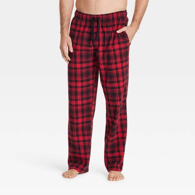 Mens Check Microfleece Pajama Pants - Goodfellow & Co Red L Product Image