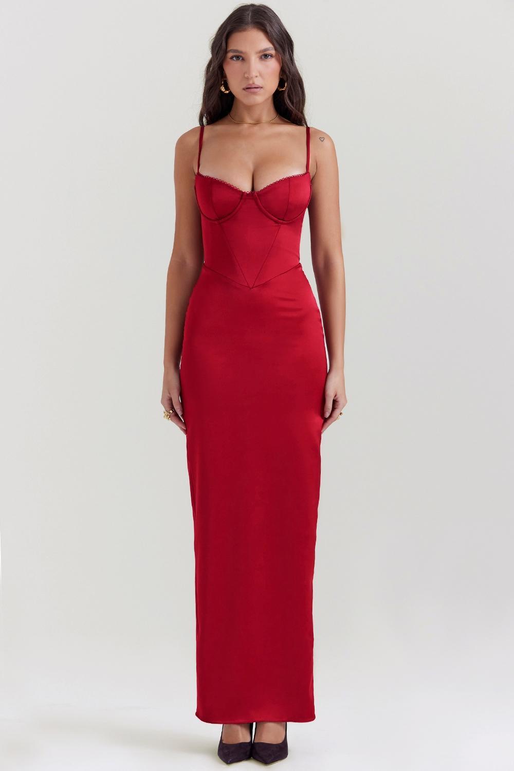 Stefania Ruby Corset Maxi Dress Product Image