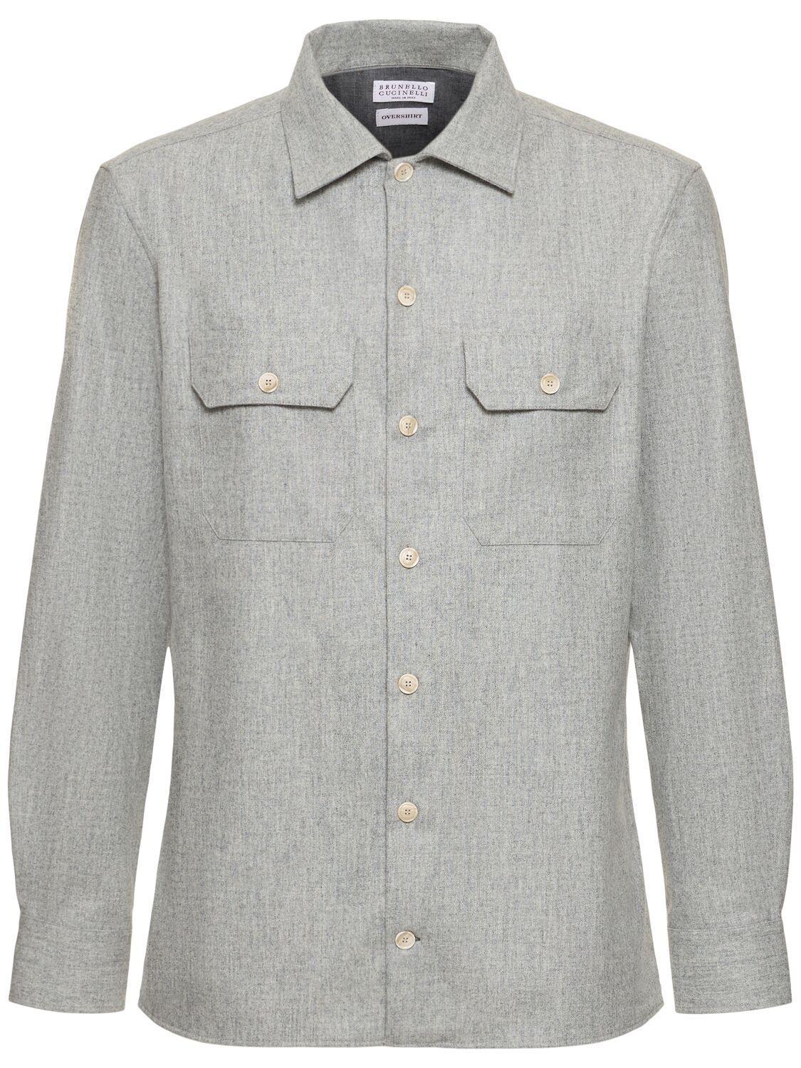 Wool Flannel Overshirt In Perla Product Image