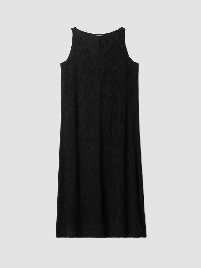 EILEEN FISHER Woven Plissé V-Neck Dressfemale Product Image