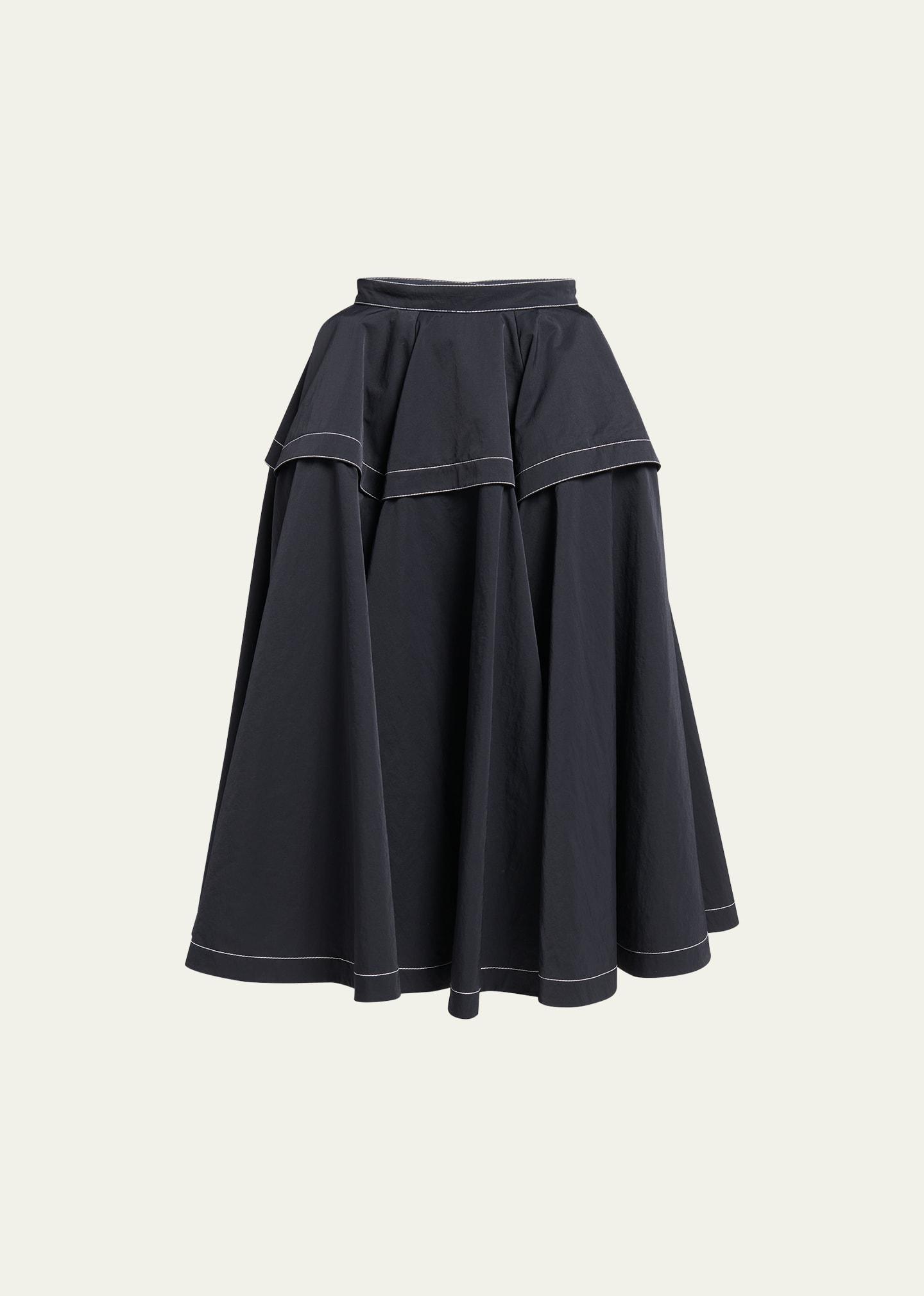 Womens Tiered Pleated Midi-Skirt Product Image