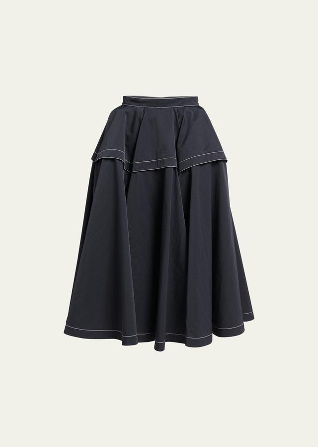 Womens Tiered Pleated Midi-Skirt Product Image