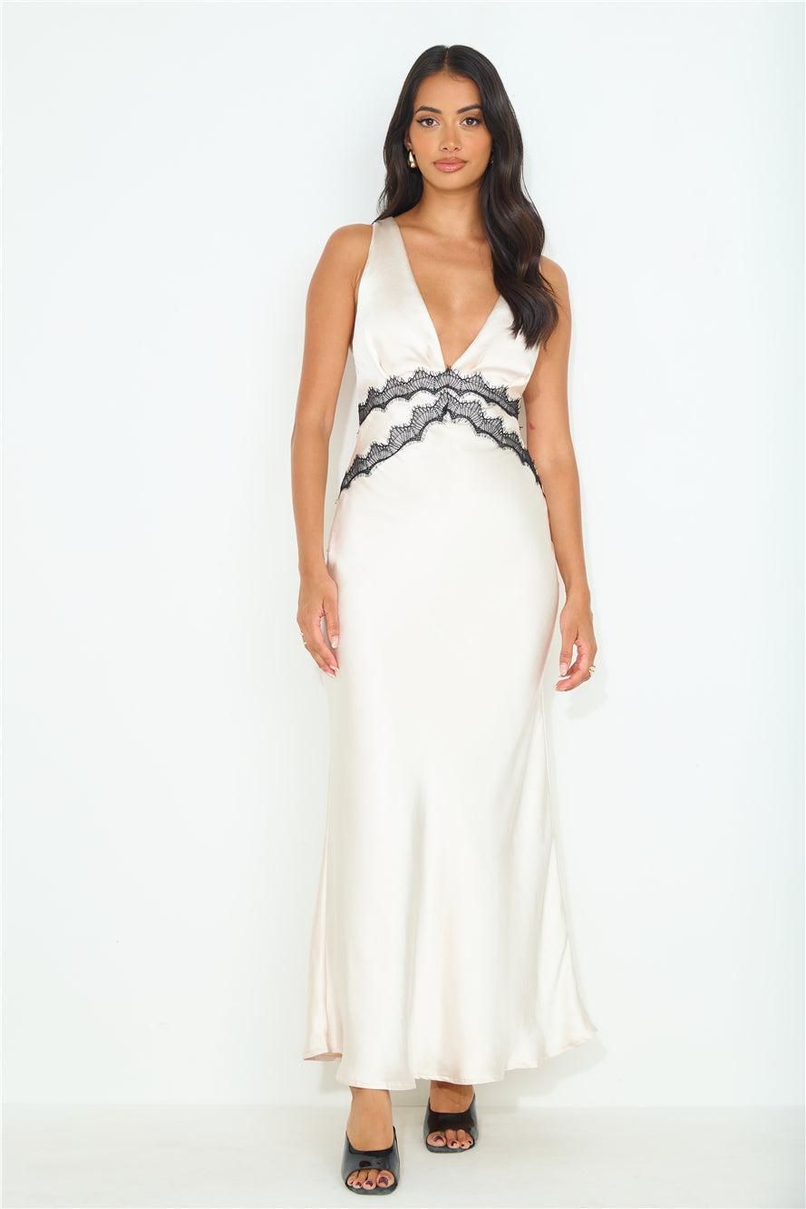 Personal Experience Satin Maxi Dress Cream Product Image