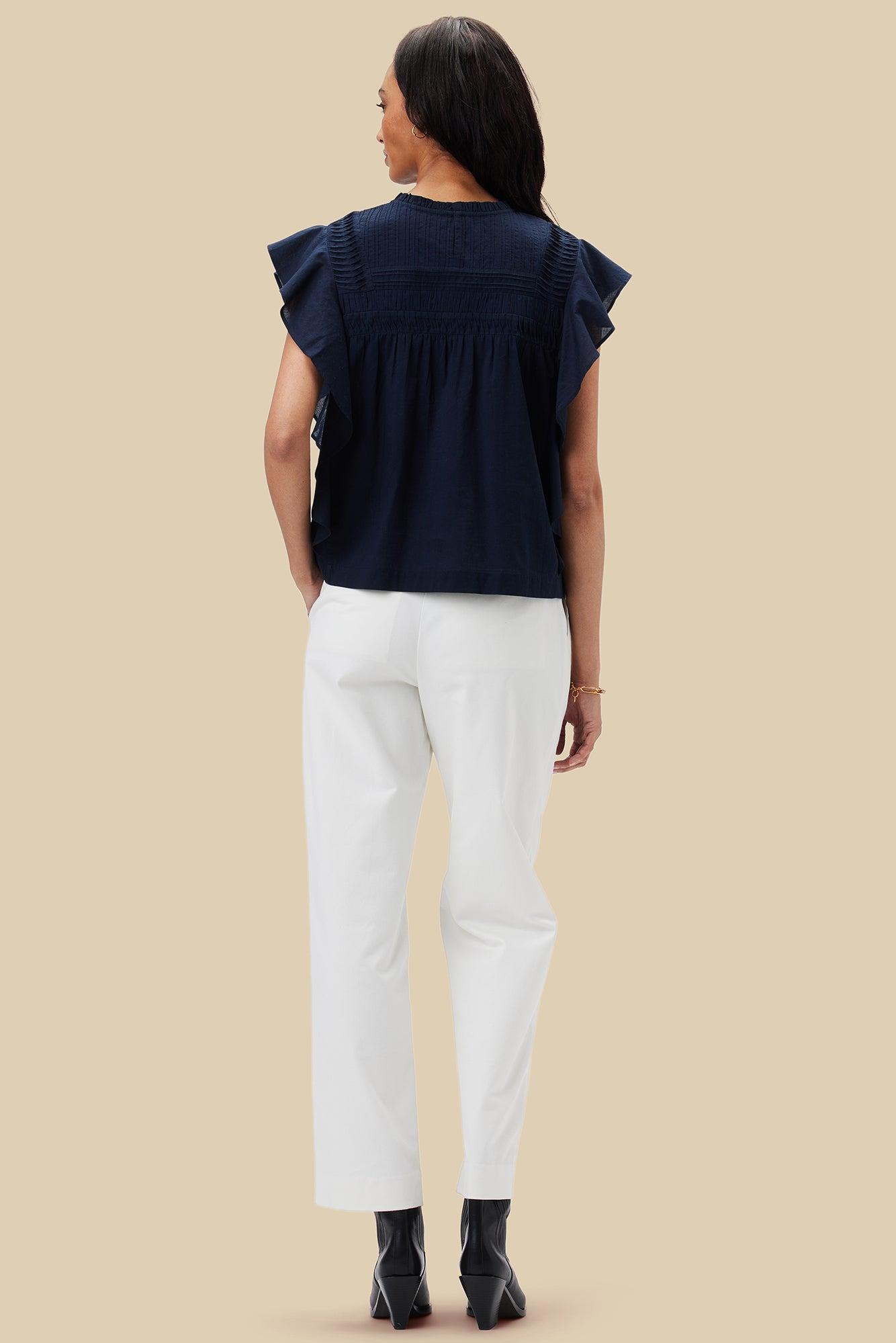 Aida Organic Cotton Blouse - Navy Blue Product Image