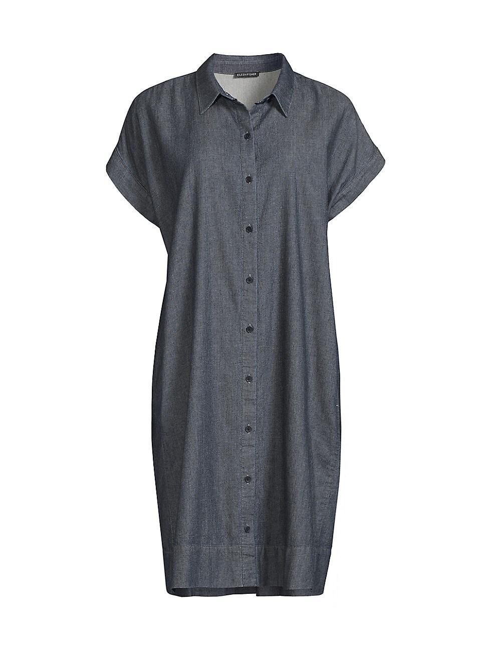 Womens Cotton Cap-Sleeve Mini Shirtdress Product Image