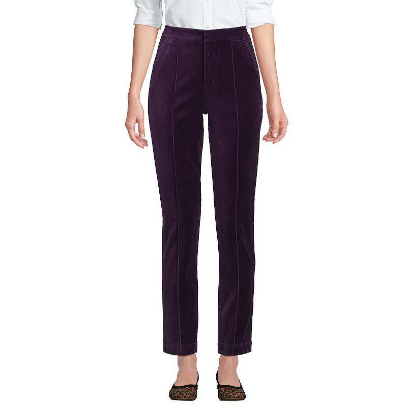 Lands End Womens Velvet High Rise Pin tuck Pencil Ankle Pants Product Image