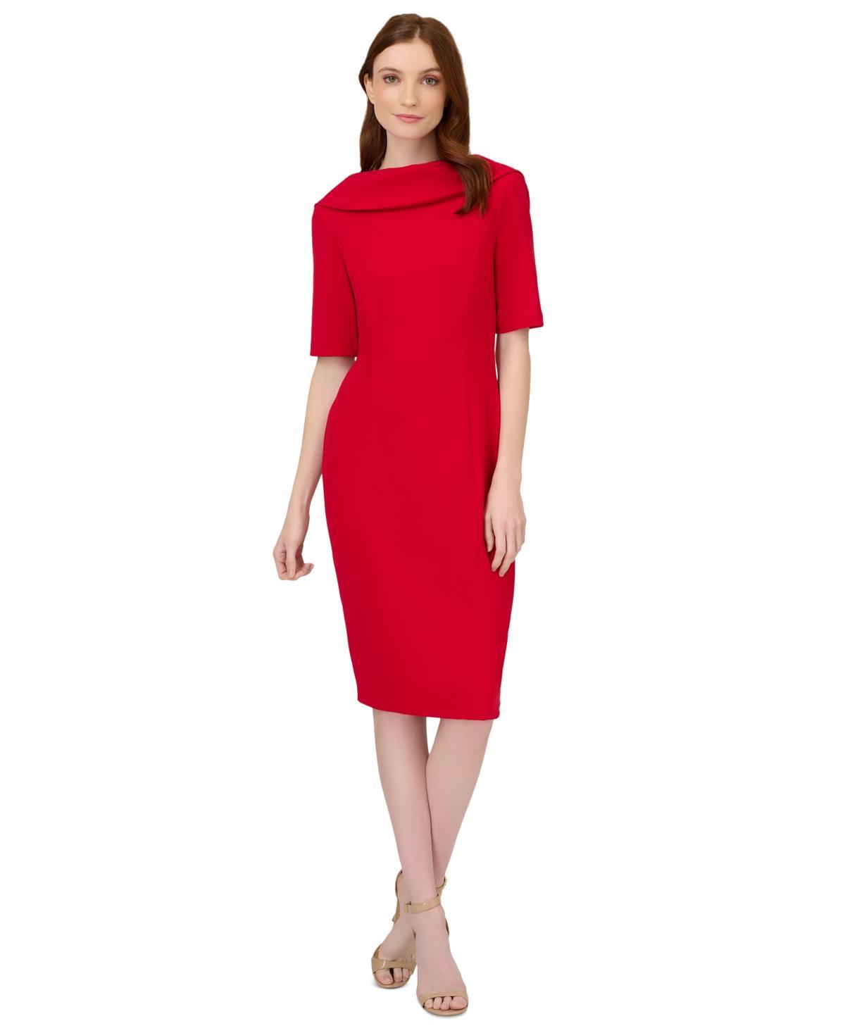 Adrianna Papell V-Back Foldover Collar Short Sleeve Sheath Dress Product Image