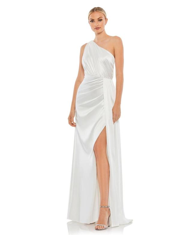 Mac Duggal Draped One Shoulder Satin Gown Product Image