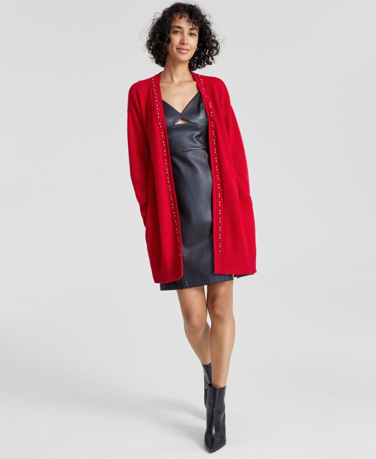 Charter Club Womens Cashmere Embellished Belted Cardigan, Created for Macys Product Image