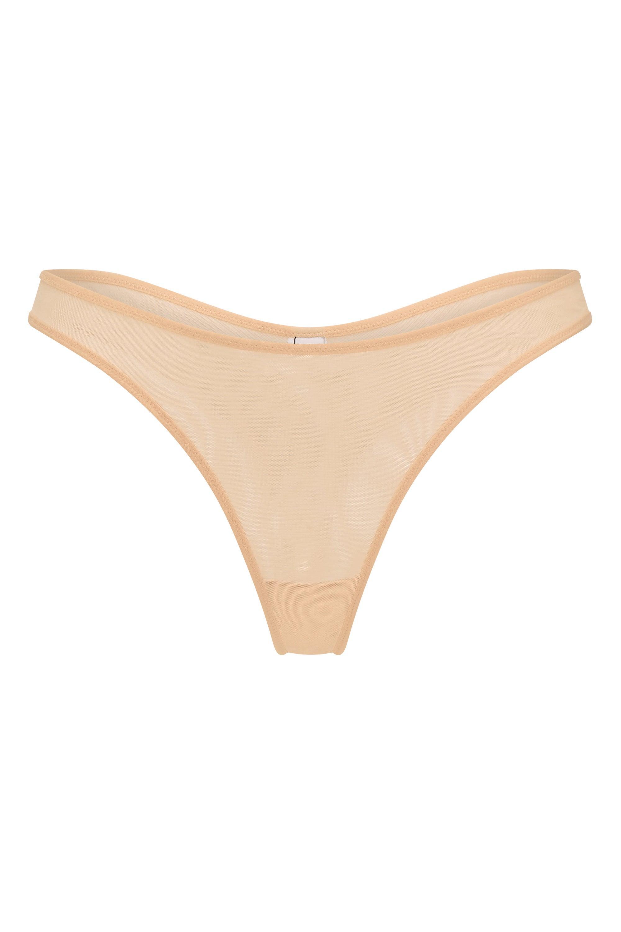 Soft Mesh Thong in Beige Product Image