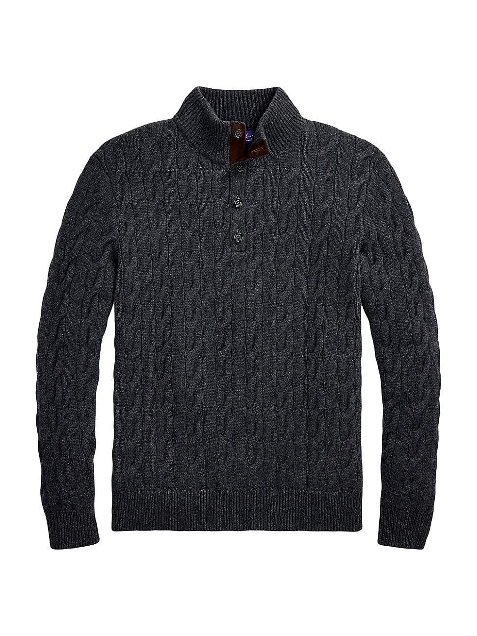 Mens Cashmere Cable-Knit Mock Turtleneck Sweater Product Image