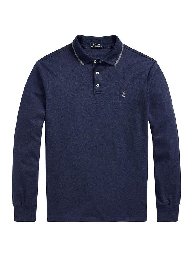 Mens Cotton Long-Sleeve Polo Shirt Product Image