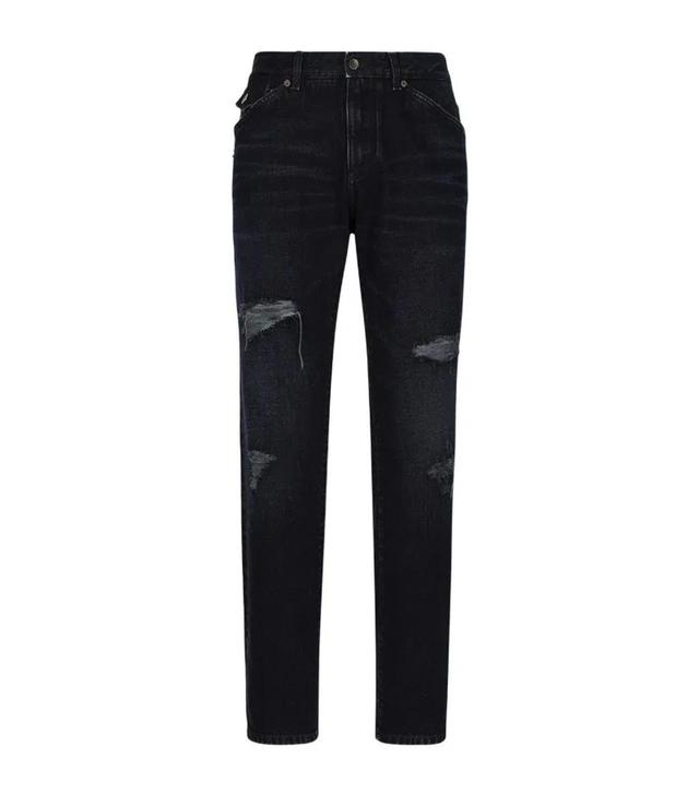 Distressed Straight Jeans In Multi Product Image