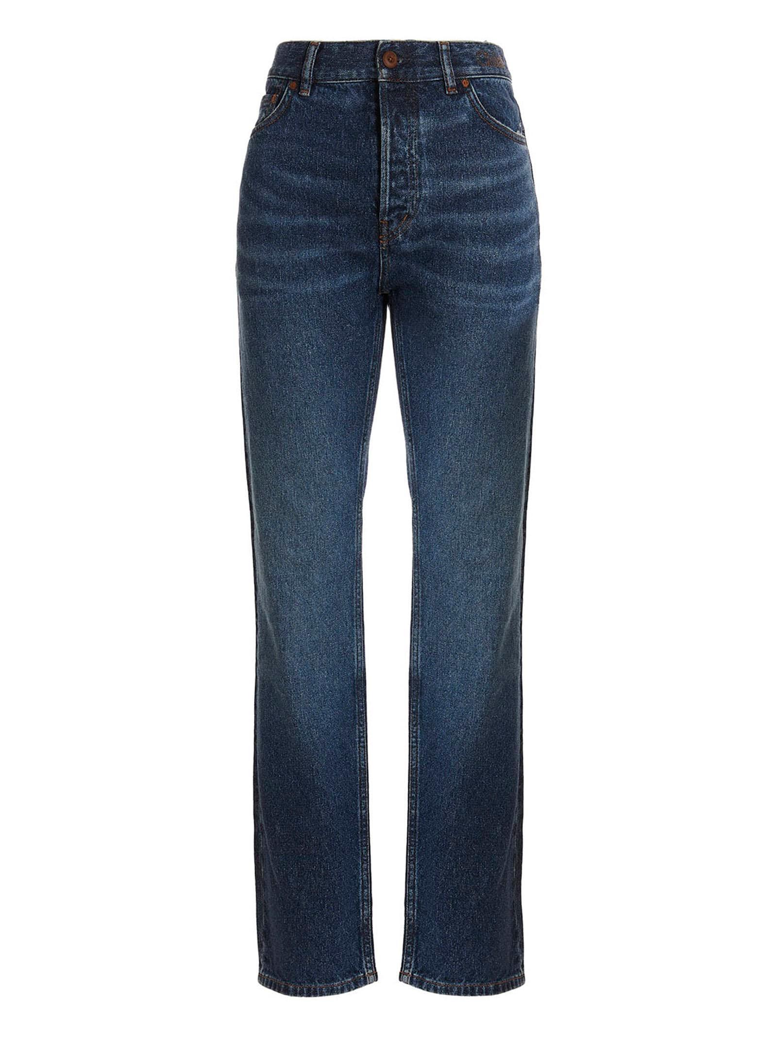 CHLOÉ Embroidered Logo Jeans In Blue Product Image