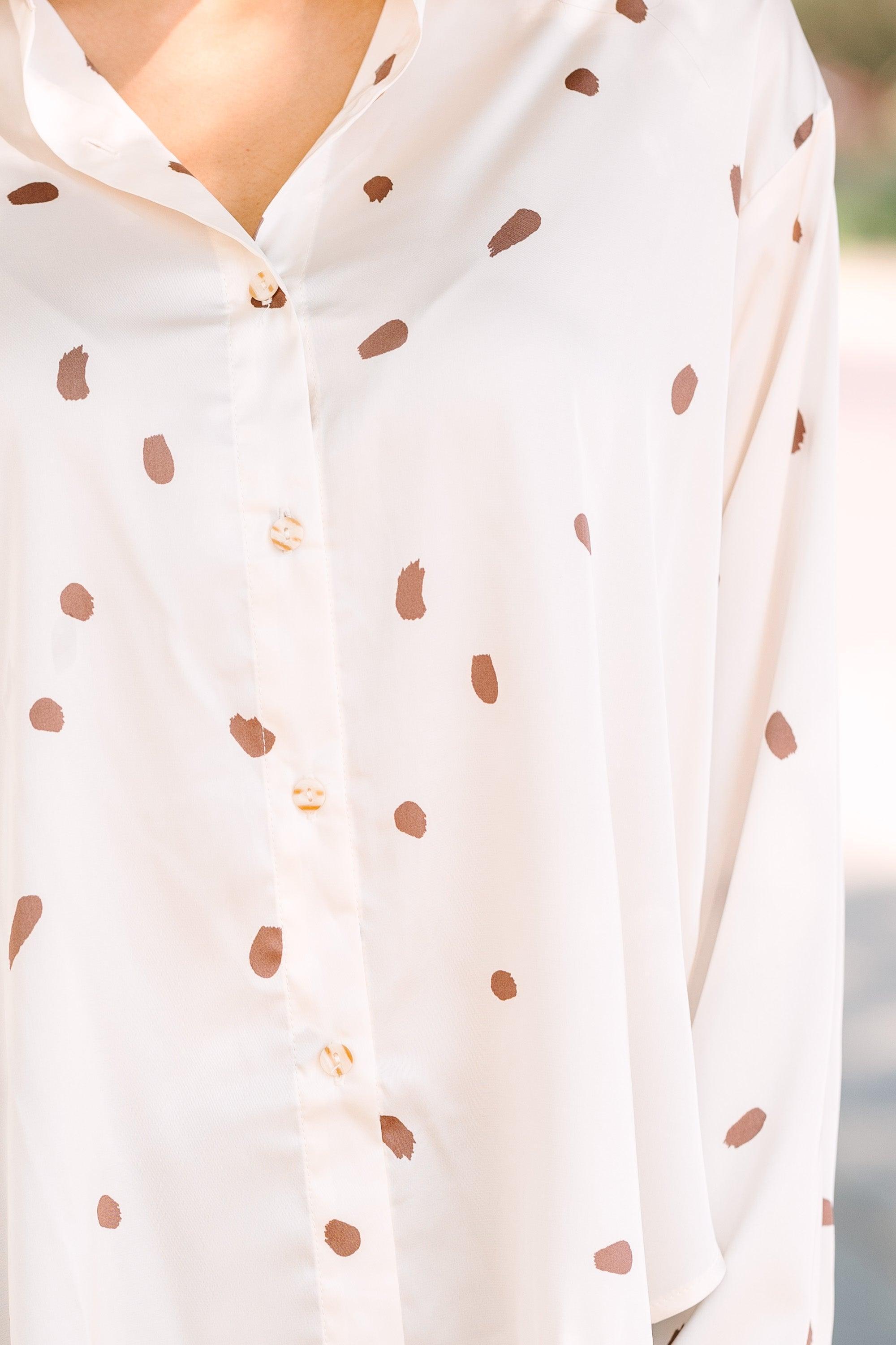 Don't You Wait Cream White Polka Dot Blouse Female Product Image