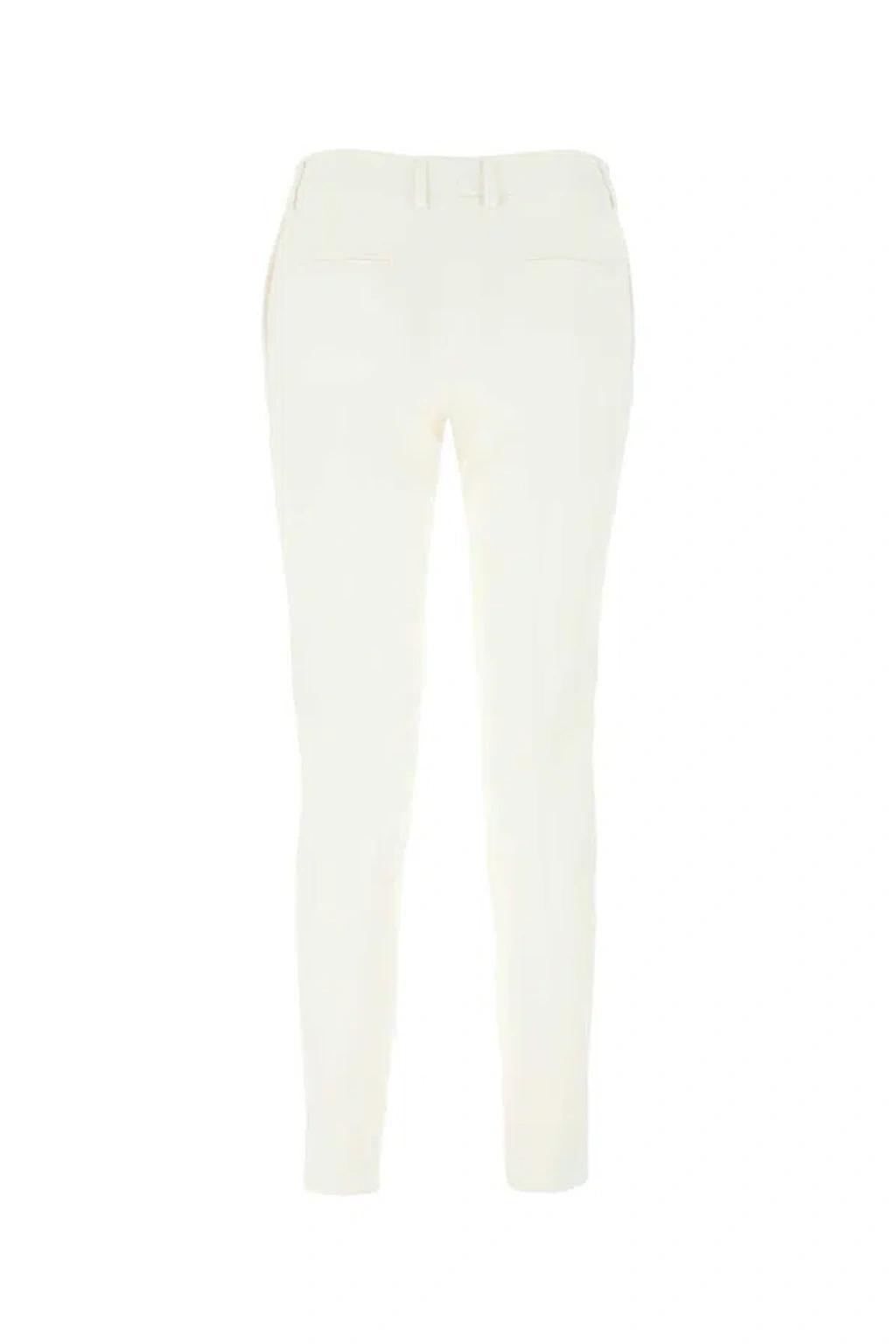 SAINT LAURENT Ivory Wool Trousers For Women In White Product Image