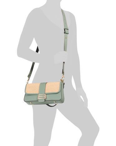 Leather Flap Over Baguette Crossbody for Women | Leather/Metal Product Image