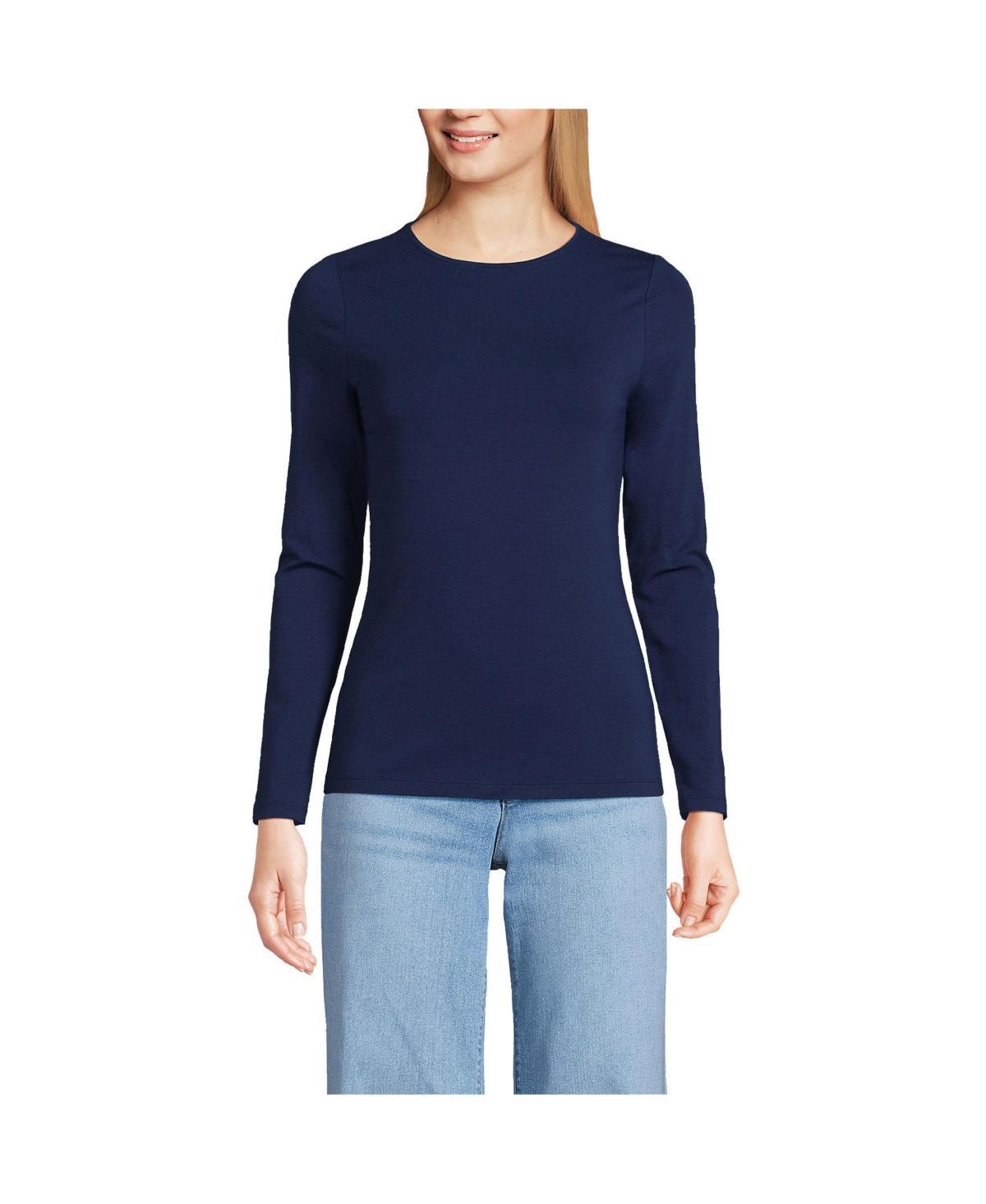 Lands End Womens Lightweight Jersey Skimming Long Sleeve Crew Neck T-shirt Product Image