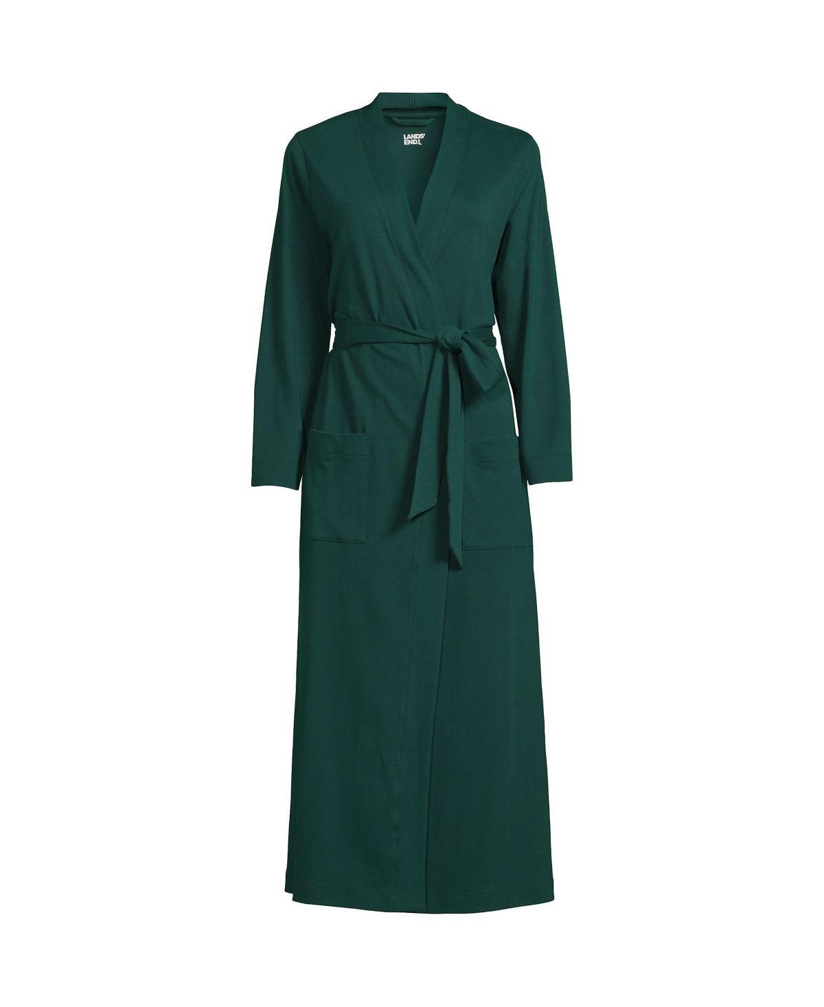 Petite Lands End Cotton Wrap Robe, Womens Blue Product Image