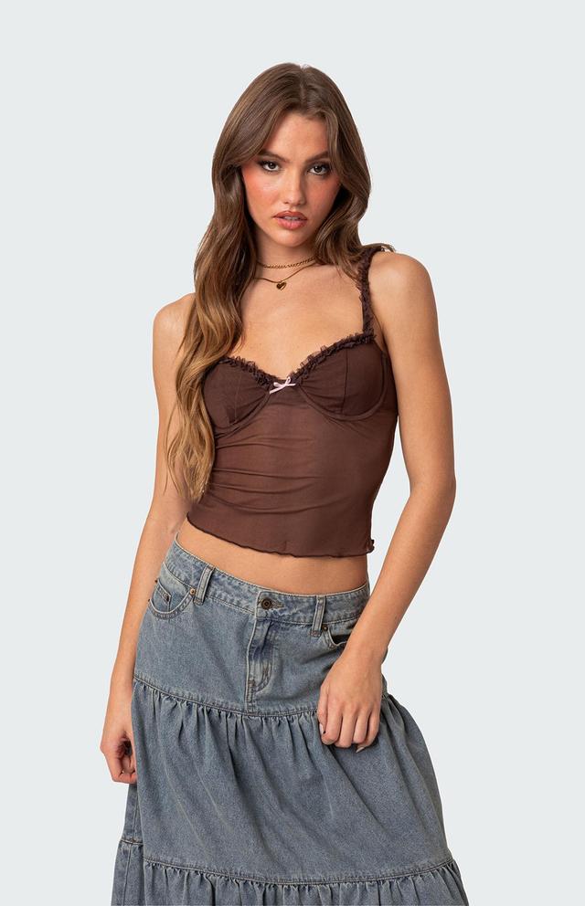 Edikted Women's Mercy Sheer Mesh Bra Top Product Image