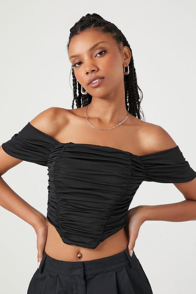 Ruched Off-the-Shoulder Crop Top | Forever 21 Product Image