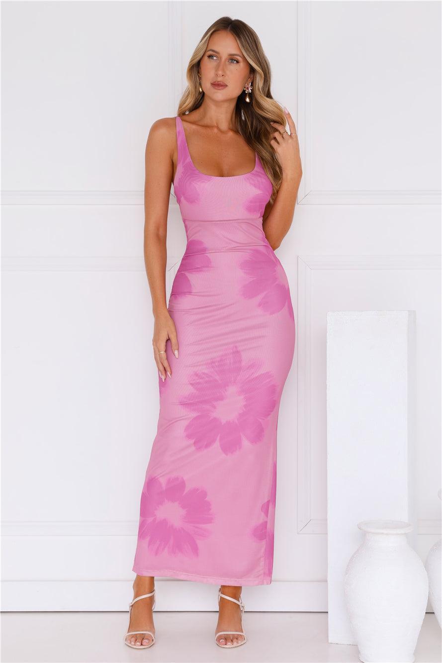 Amber Splendour Mesh Maxi Dress Purple Product Image