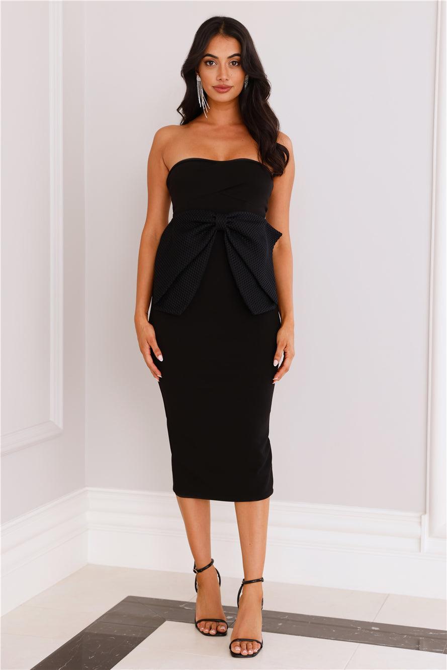 Finest Cocktail Event Strapless Midi Dress Black Product Image