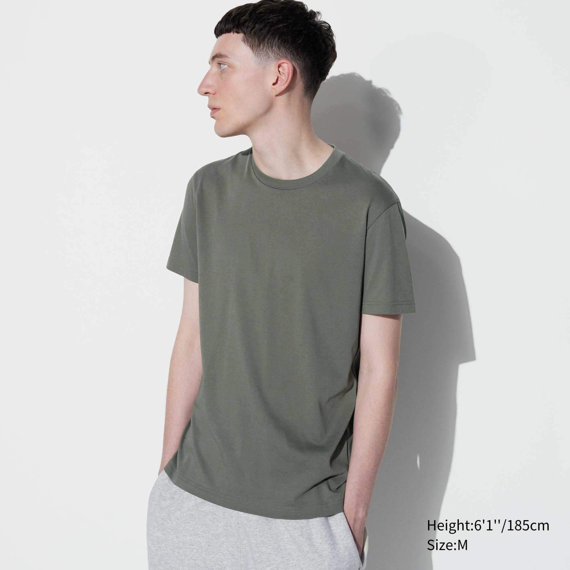 Mens Dry Color Crew Neck T-Shirt with Quick-Drying Olive Medium UNIQLO US Product Image