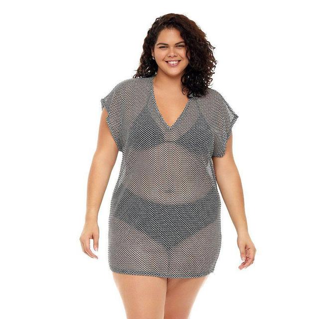 Plus Size Jordan Taylor Dolman-Sleeve Swim Cover-Up Tunic, Womens Product Image