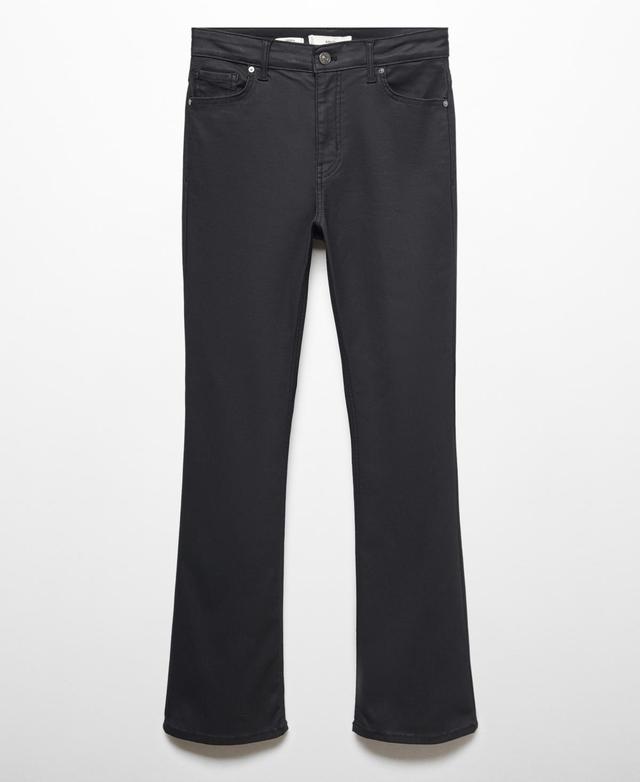 MANGO - Waxed flared cropped jeans blackWomen Product Image