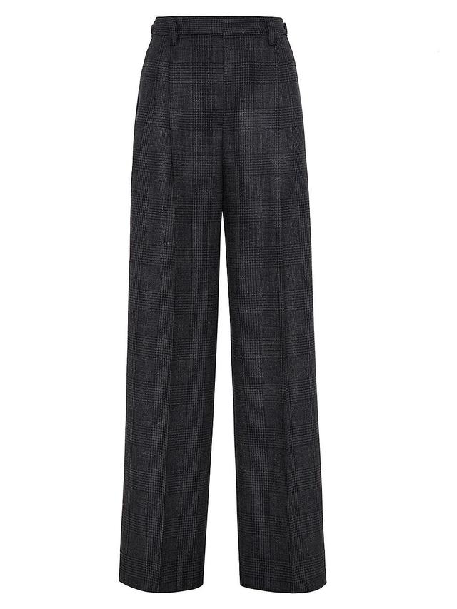 Womens Virgin Wool Prince Of Wales Relaxed Tailored Trousers Product Image