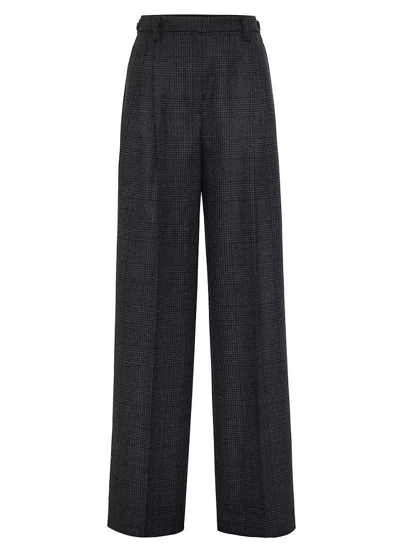 Virgin Wool Prince Of Wales Relaxed Tailored Trousers Product Image