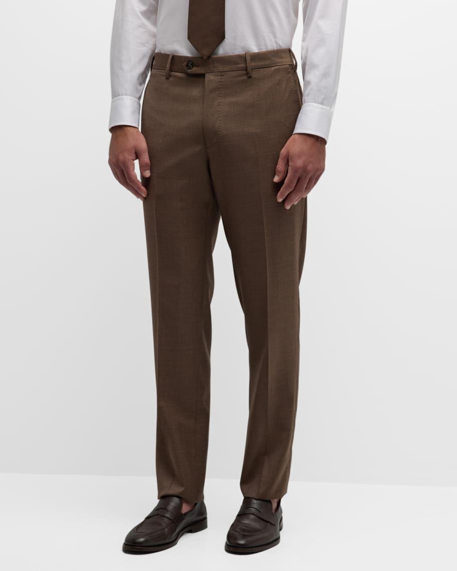 Men's Flat-Front Wool Trousers Product Image