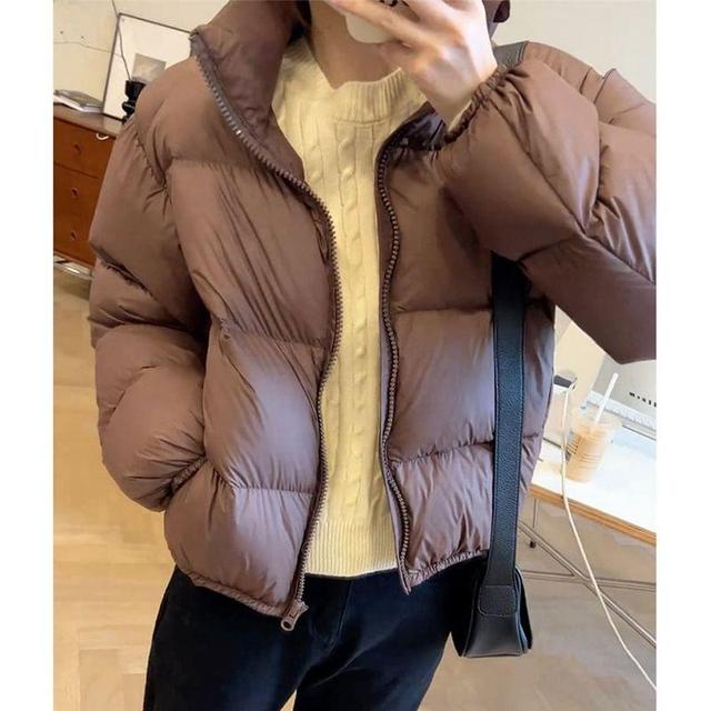 Plain Zip-Up Puffer Jacket Product Image