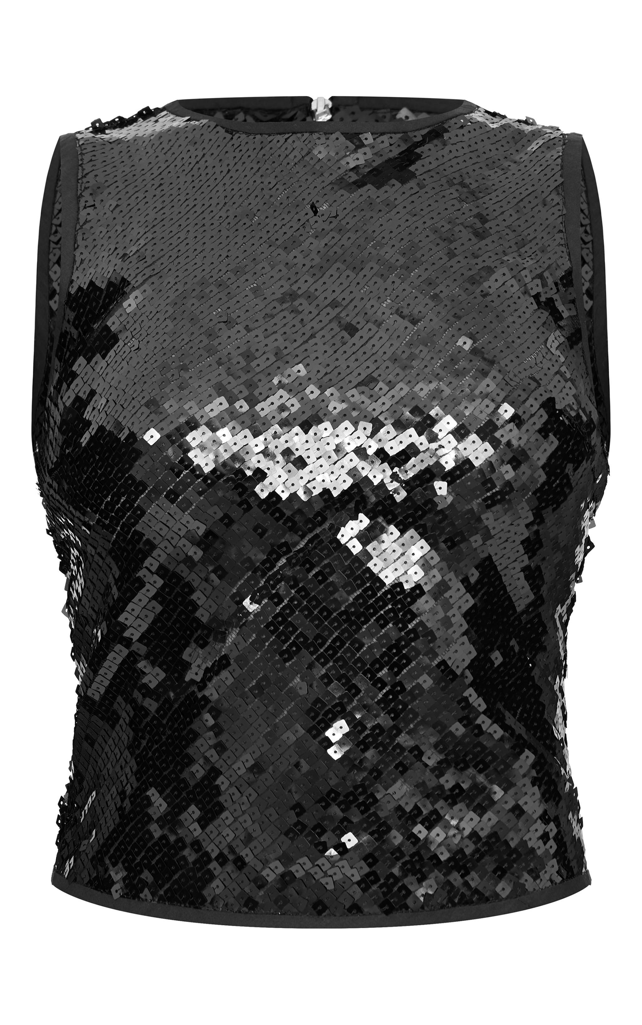 Black Sequin Sleeveless Long Top Product Image