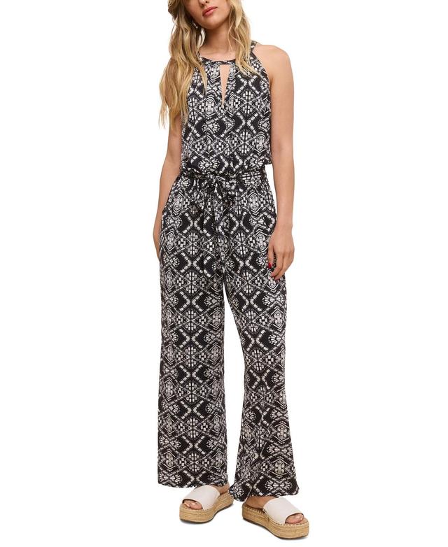 John Paul Richard Womens Petite Printed Jersey Cut-Out Halter Jumpsuit Product Image