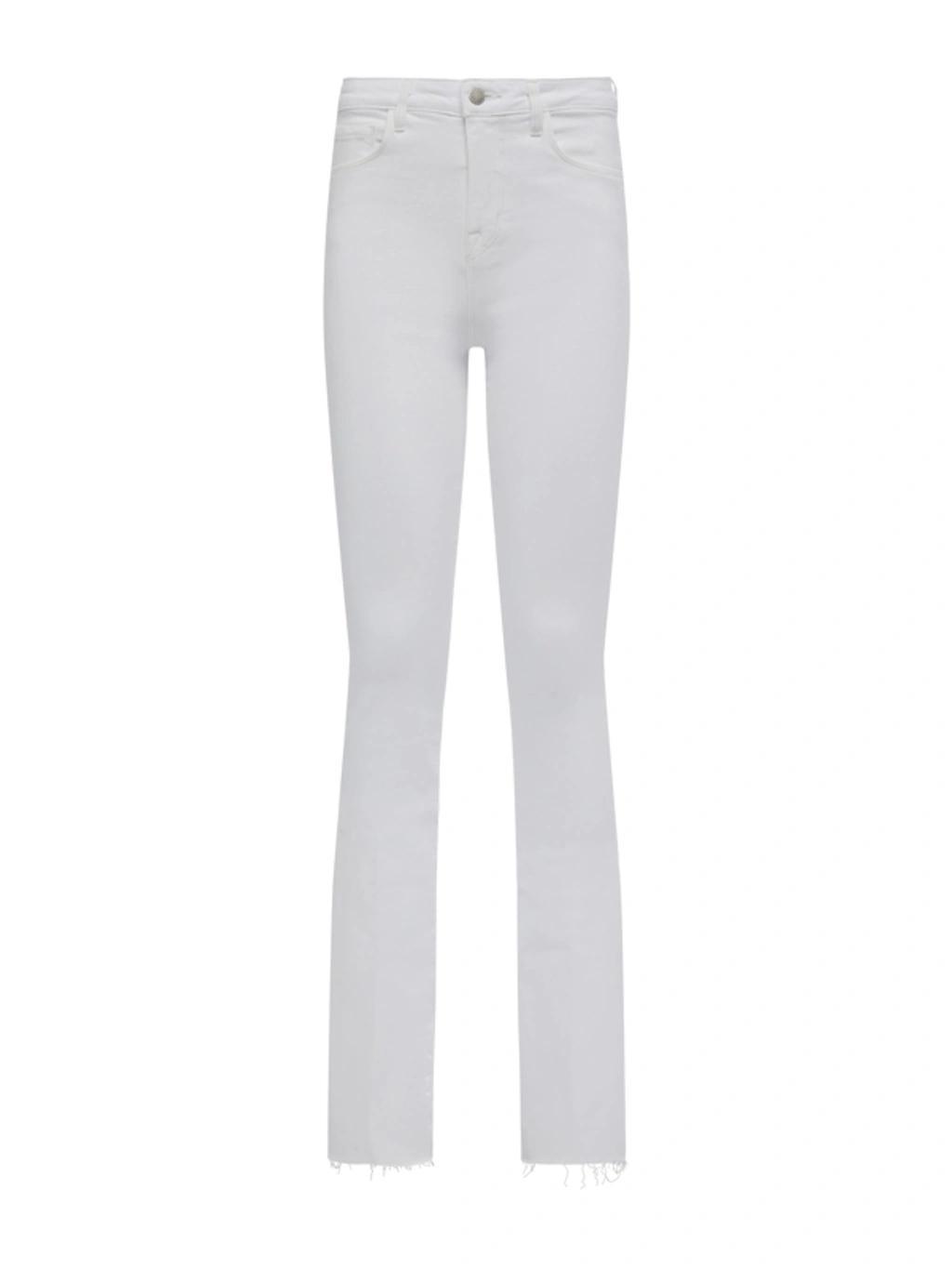 Selma Cotton Stretch High Rise Bootcut Jeans In Blanc Product Image