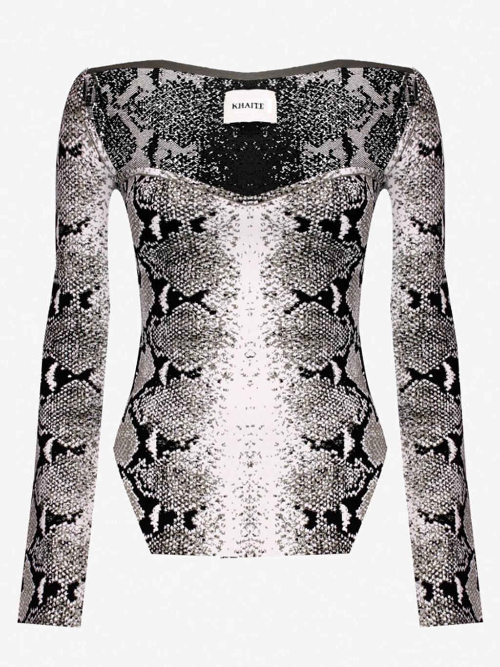 Maddy Snake-print Top In Grey Product Image