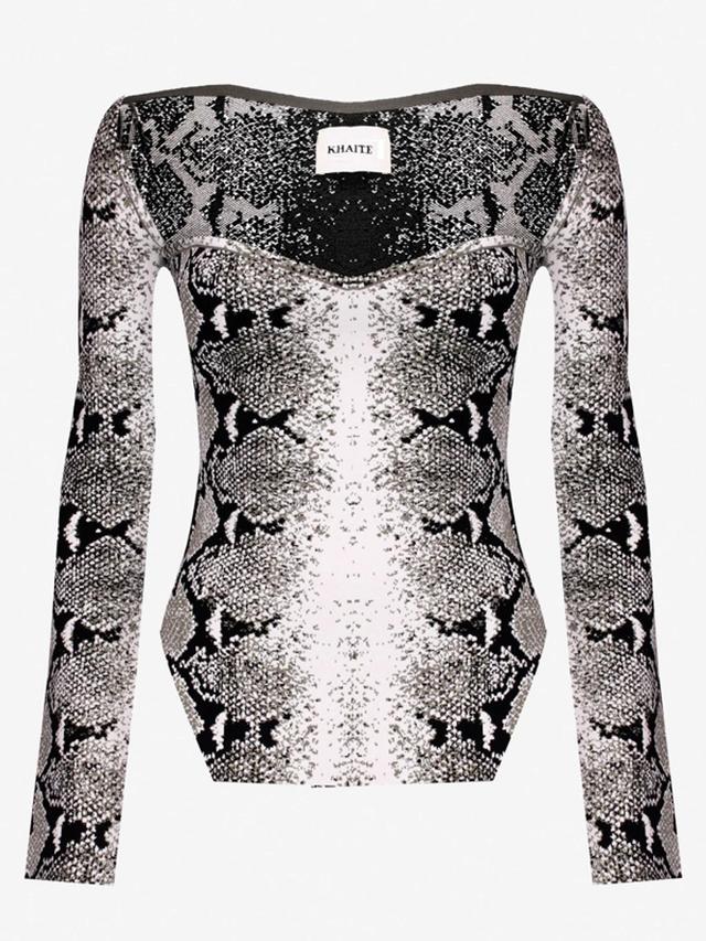 Maddy Snake-print Top In Grey Product Image