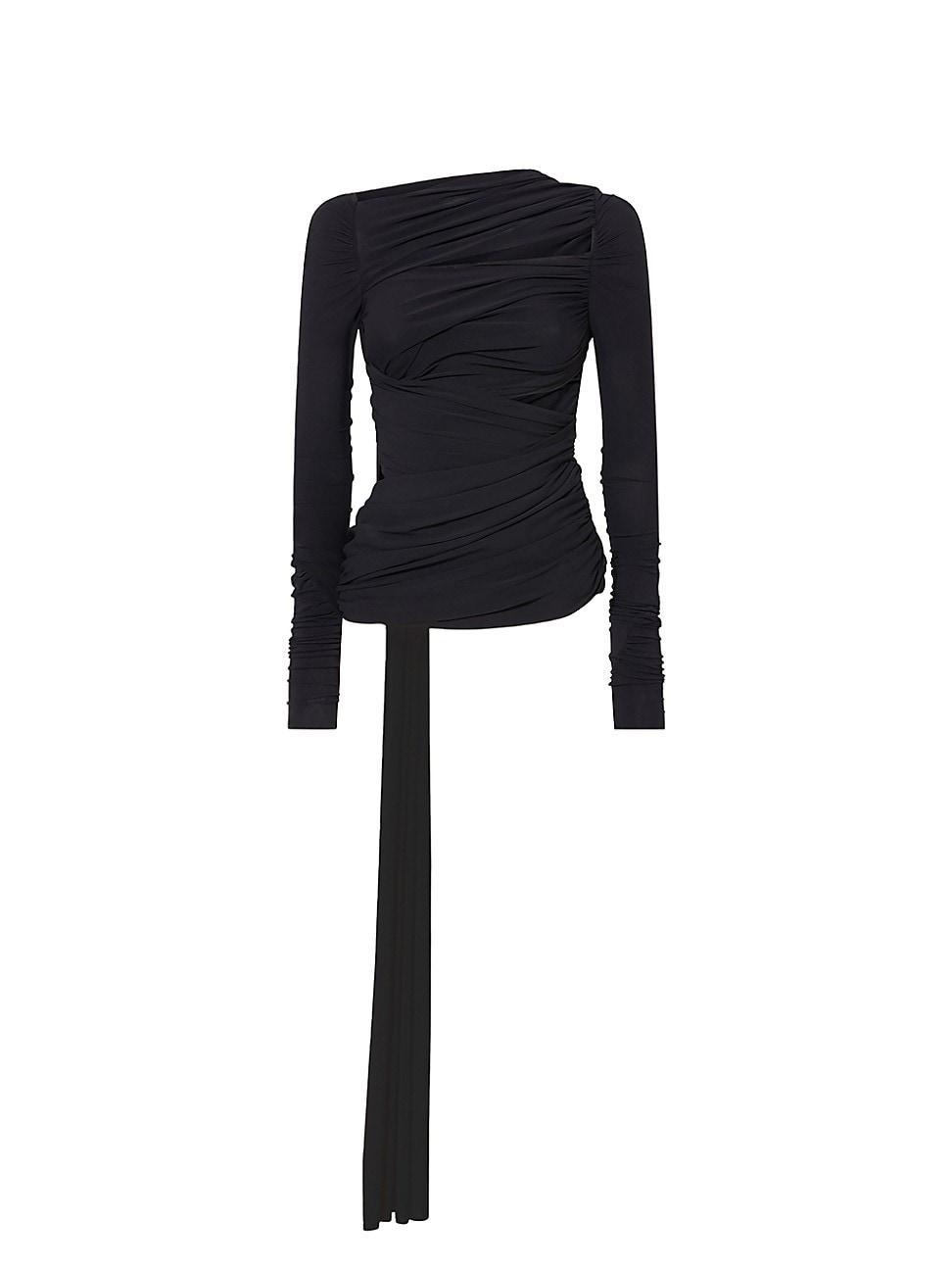 Womens Draped Long-Sleeve Cut-Out Top product image