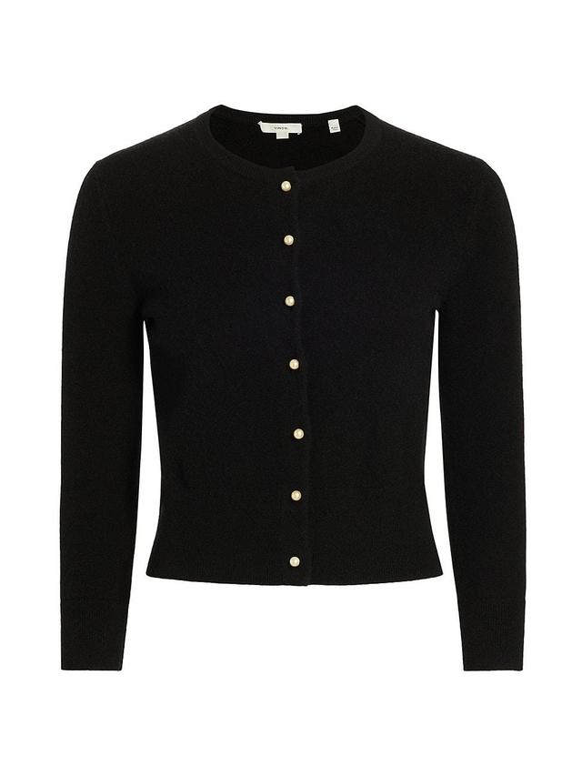 Womens Wool & Cashmere Knit Imitation-Pearl-Button Cardigan Product Image