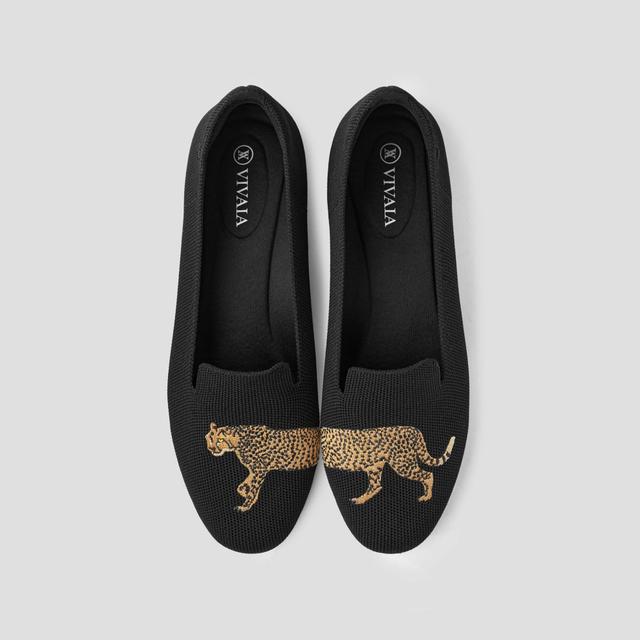 Round-Toe Embroidered Loafers (Audrey) Product Image